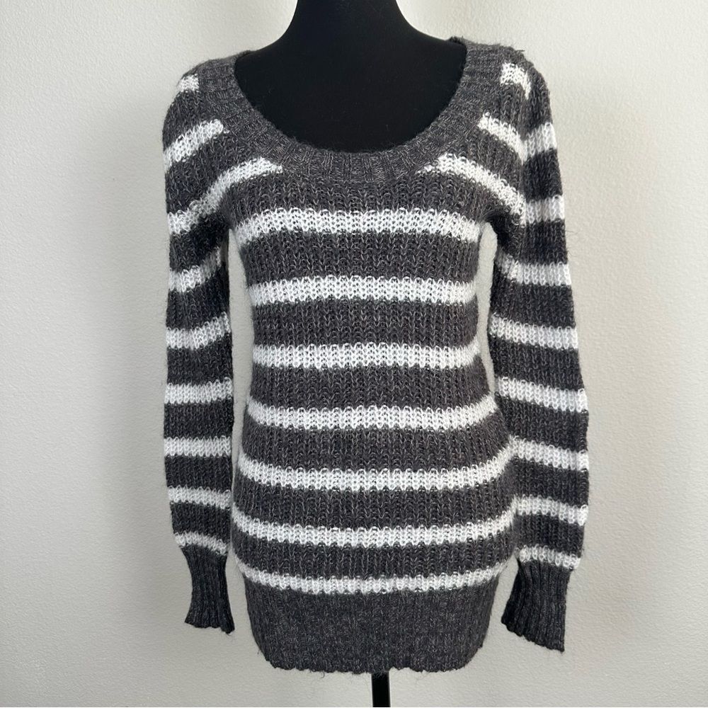 Vintage Aerie Knit Sweater Womens XS Striped Mohair Blend Pullover Stretch Y2K